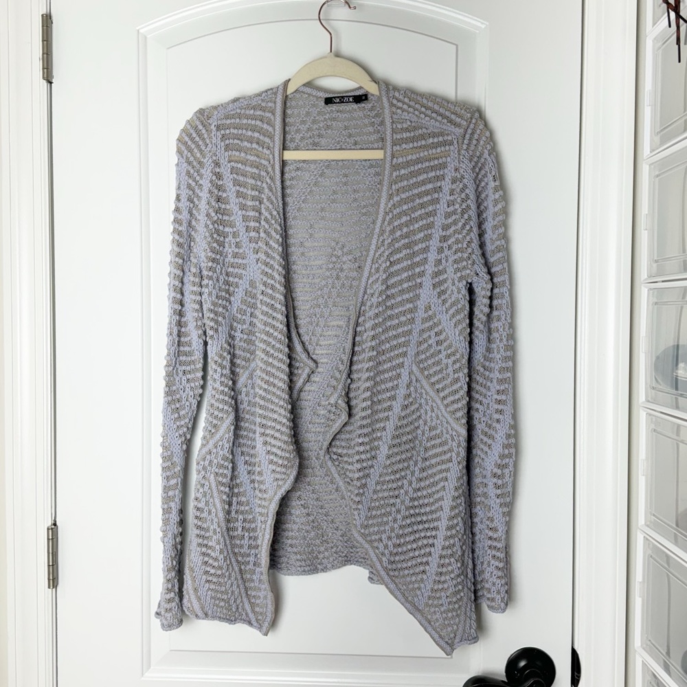 Nic+Zoe Open Knit Cardigan Drape Front
